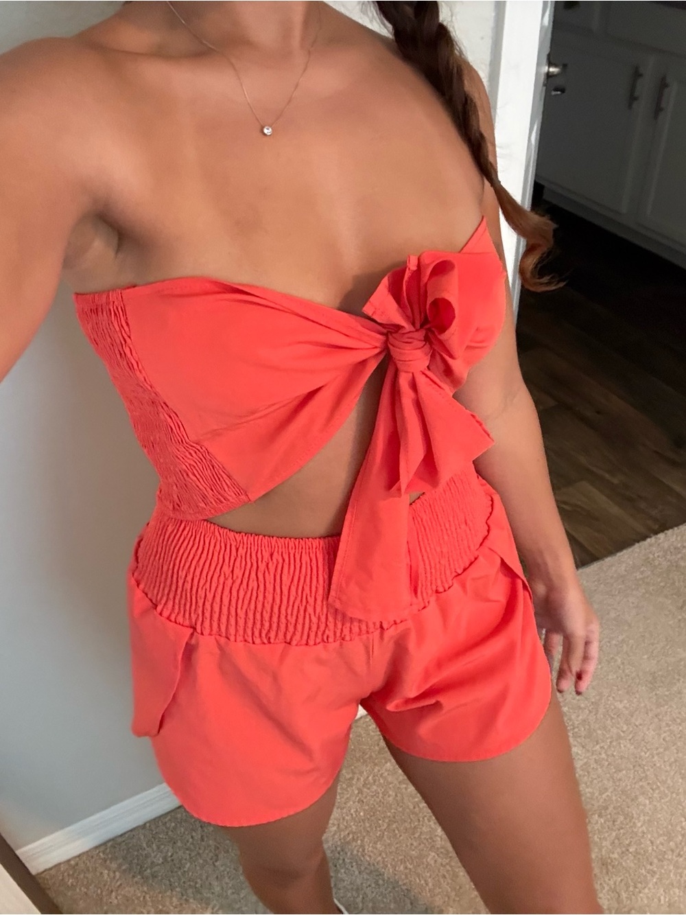 Orange/peachy front-tie matching set! - Picture 3 of 6